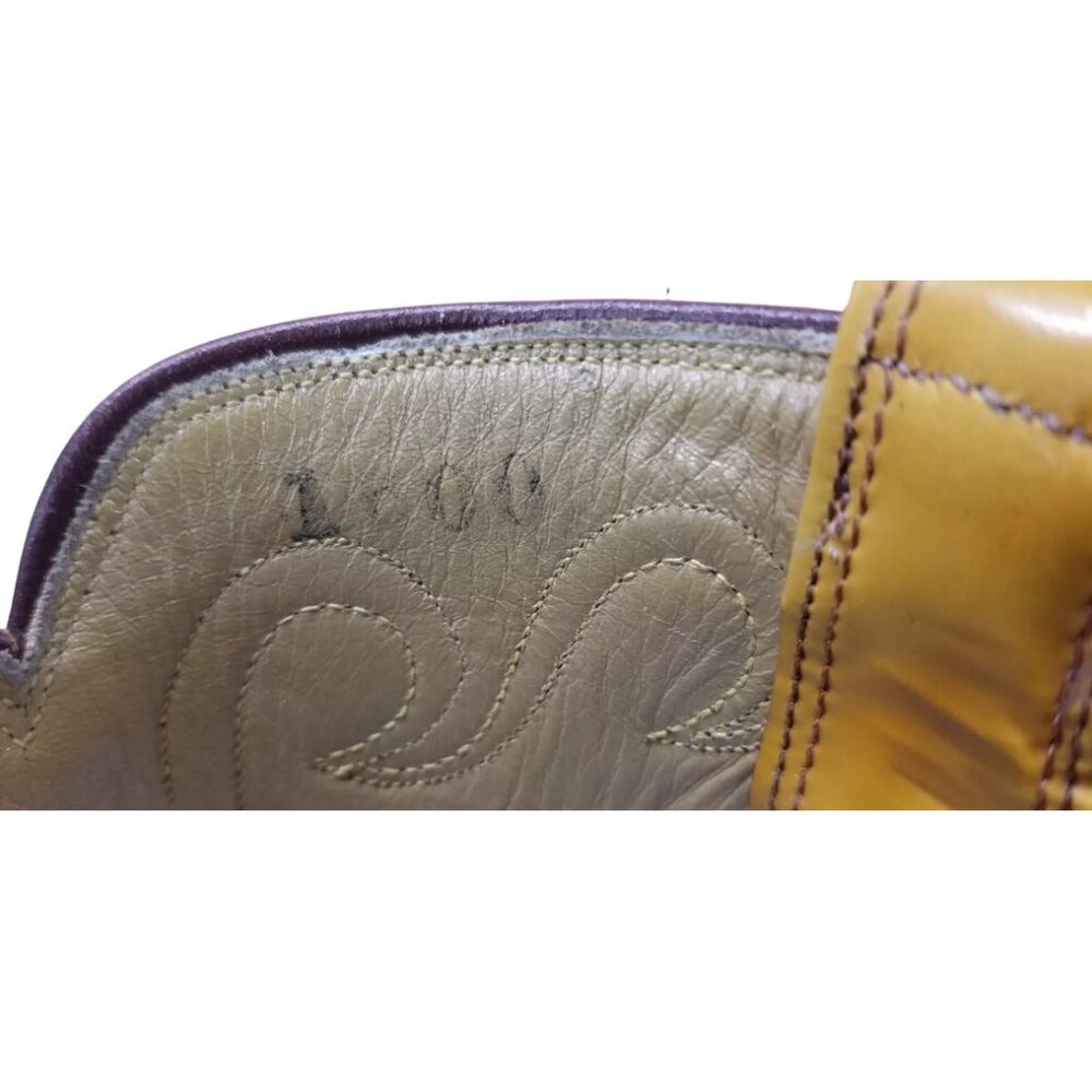 Rios of Mercedes Marbled Yellow Handmade Western Cowboy Boots Vintage Women 6 A - Picture 9 of 10